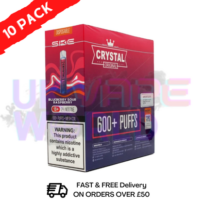 Blueberry Sour Raspberry - Crystal Bar Puffs 600 SKE Box Of 10