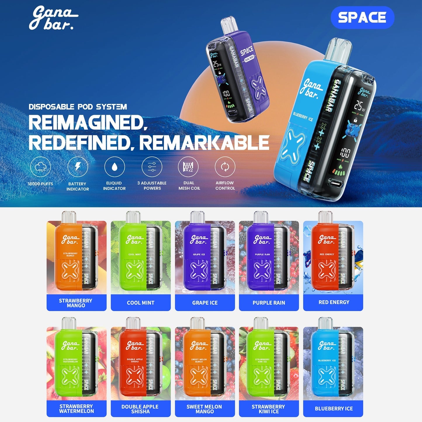 Tugboat GANABAR SPACE 18000 Puffs Disposable Vape Wholesale