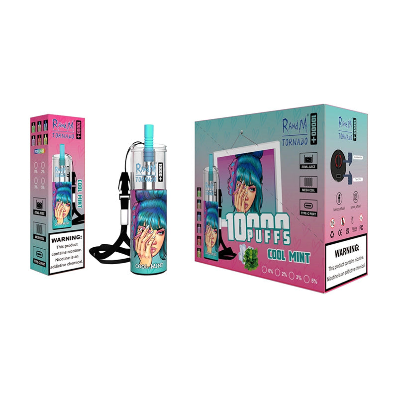 RandM Tornado 10000 Puffs Disposable Vape - 20ml, RGB Lights, 16 Flavors