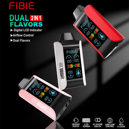 COOL PEACH & BLUEBERRY ICE -FIBIE 15000 Dual Flavors Disposable Vapor Wands(15000 PUFFS)